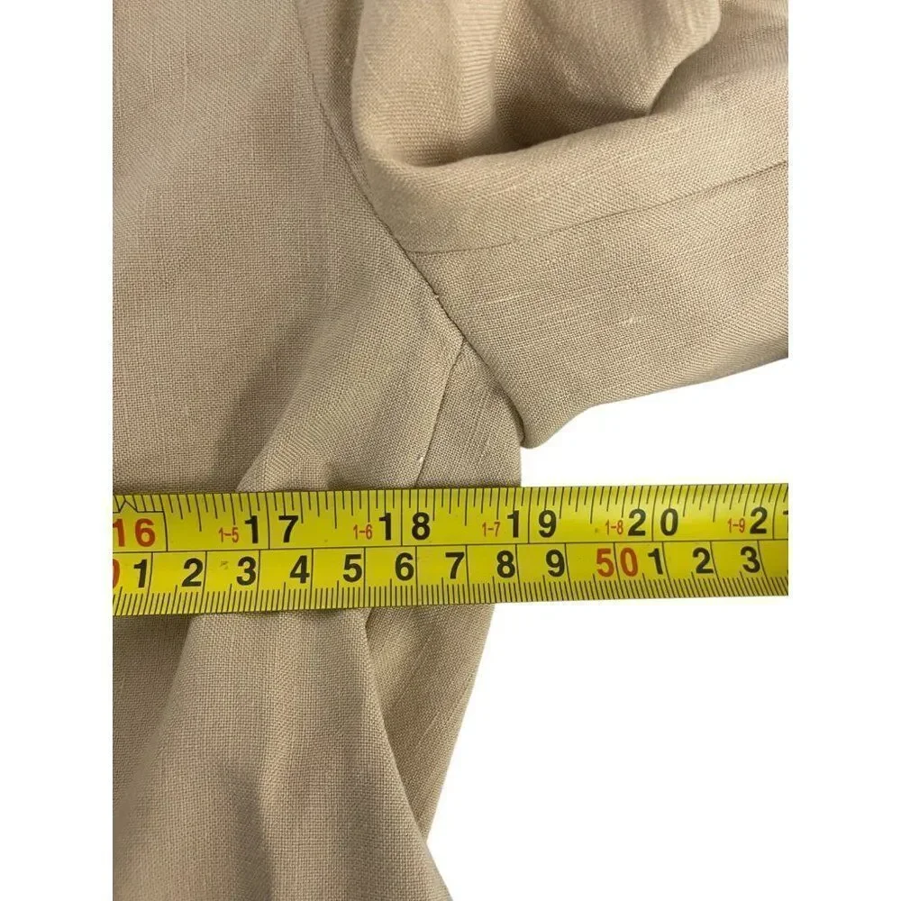Zara Women Blazer Suit jacket XS Beige One Button Front Linen Blend 3478/848 NWT